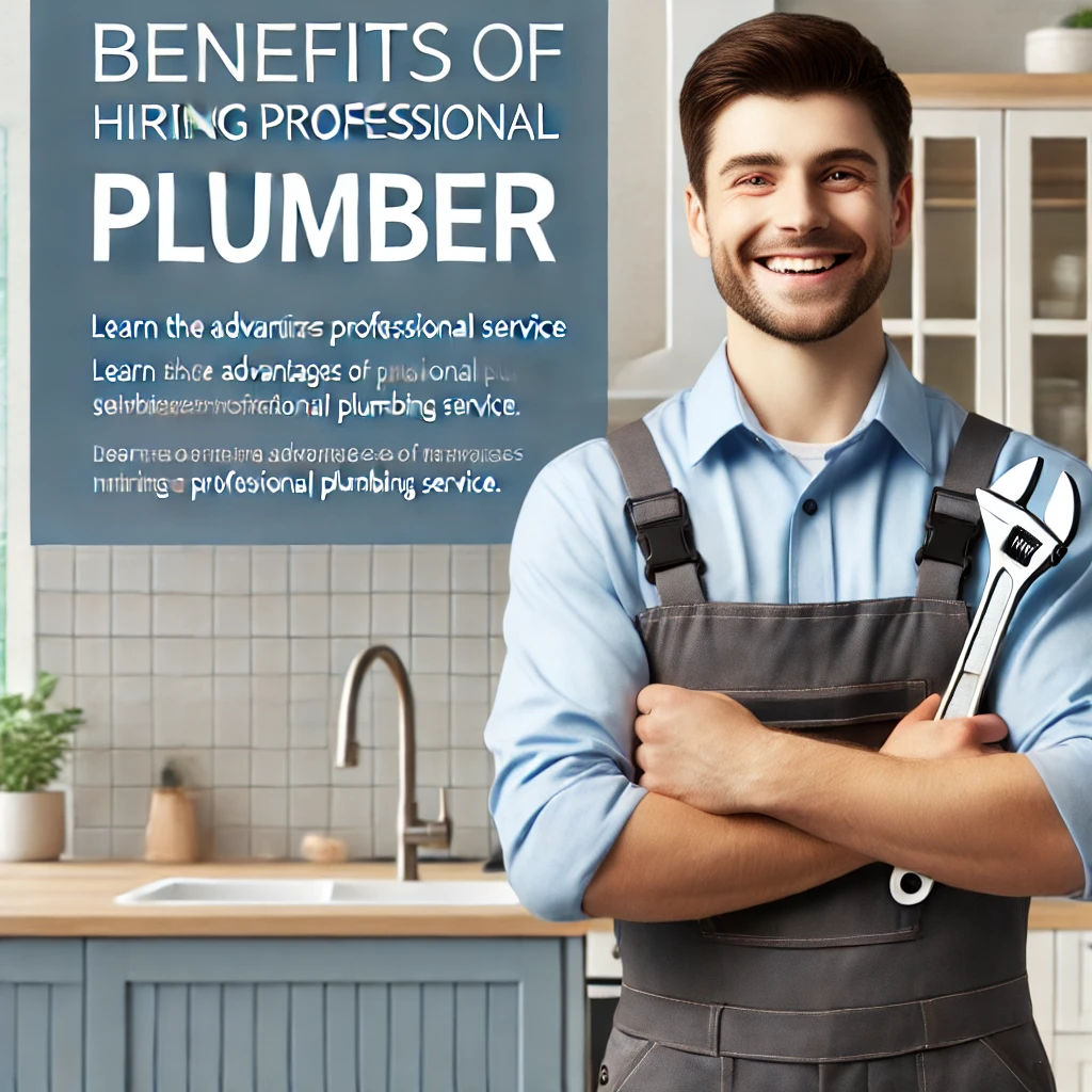 A clean and professional featured image for a blog post titled 'Benefits of Hiring a Professional Plumber_ Learn the Advantages of Hiring Professional