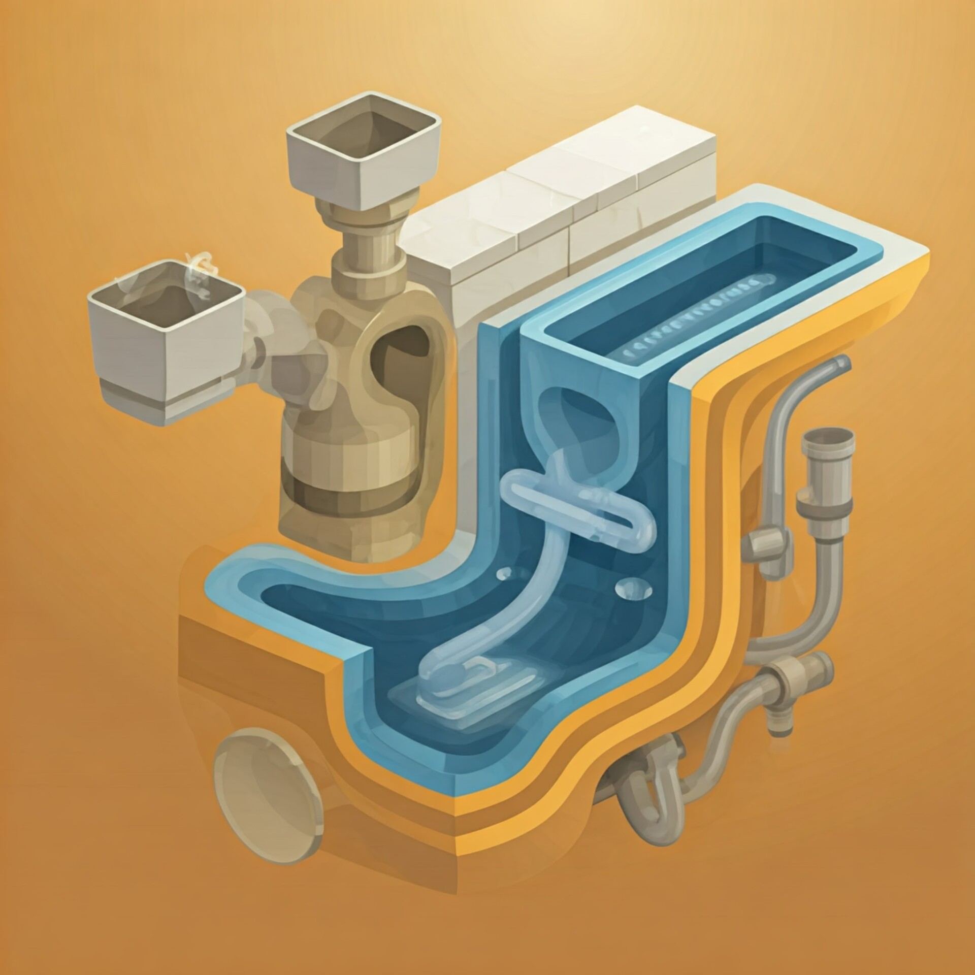 Cross-sectional diagram of a clogged drain system, illustrating common blockages and the need for professional plumbing services.